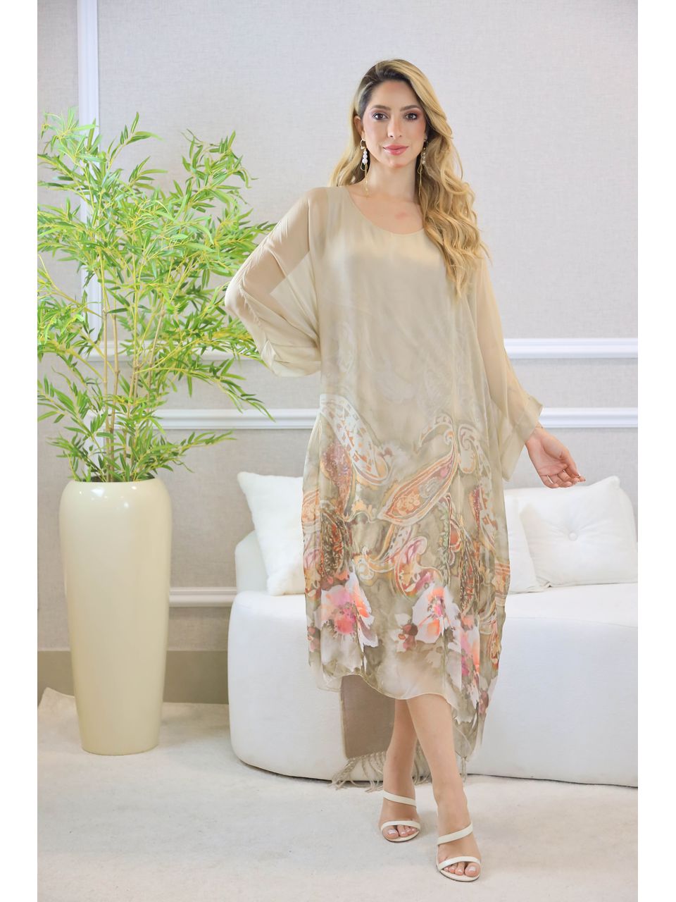 KAFTAN SILVIA SEDA BEGE