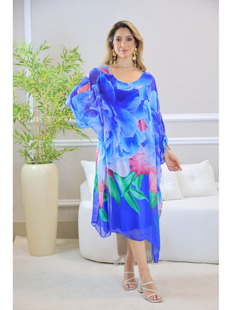 KAFTAN STELLA SEDA AZUL ROYAL