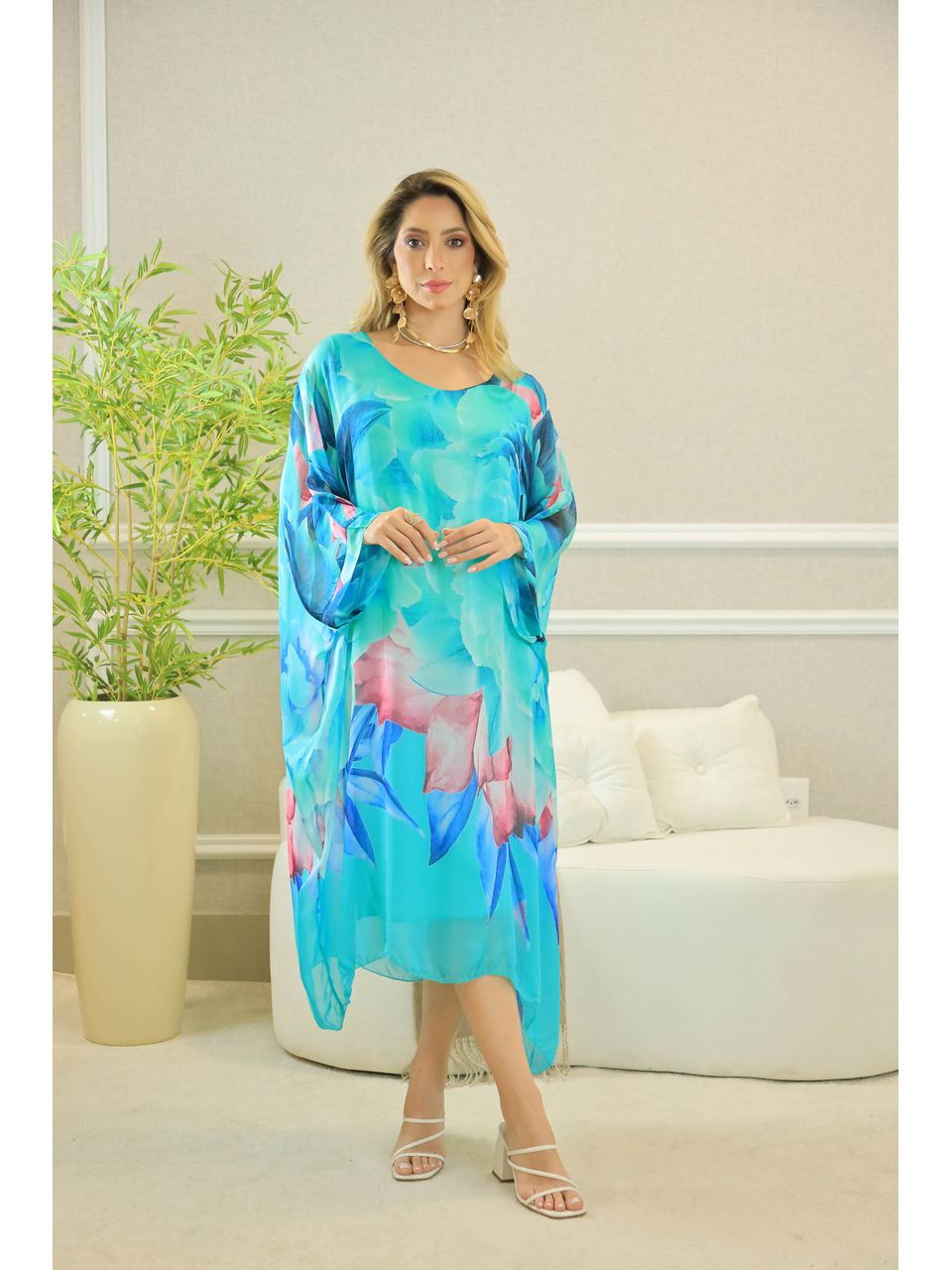KAFTAN STELLA SEDA VERDE AGUA