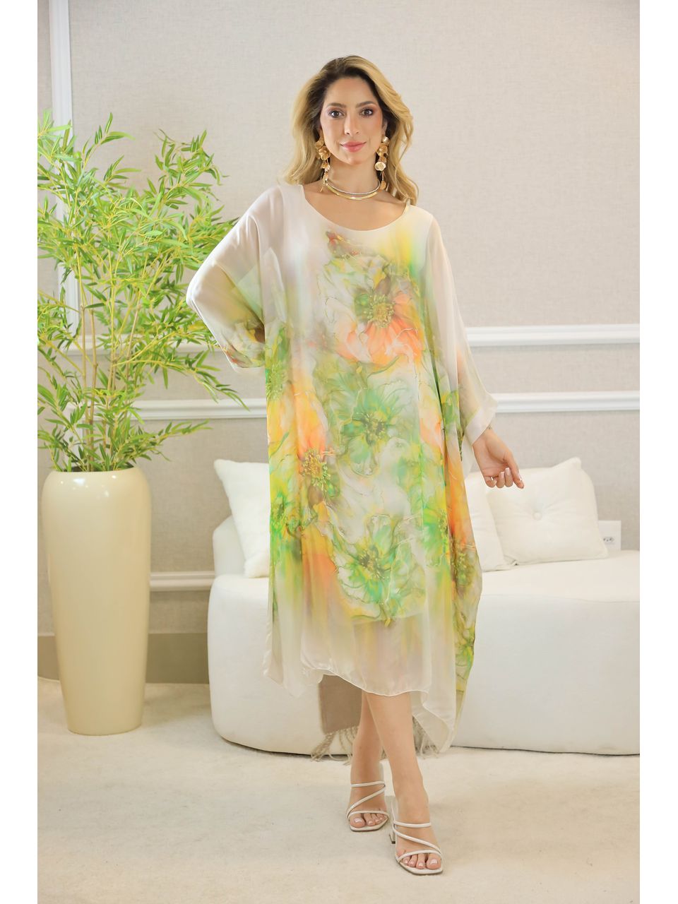 KAFTAN GIOVANA SEDA BRANCO