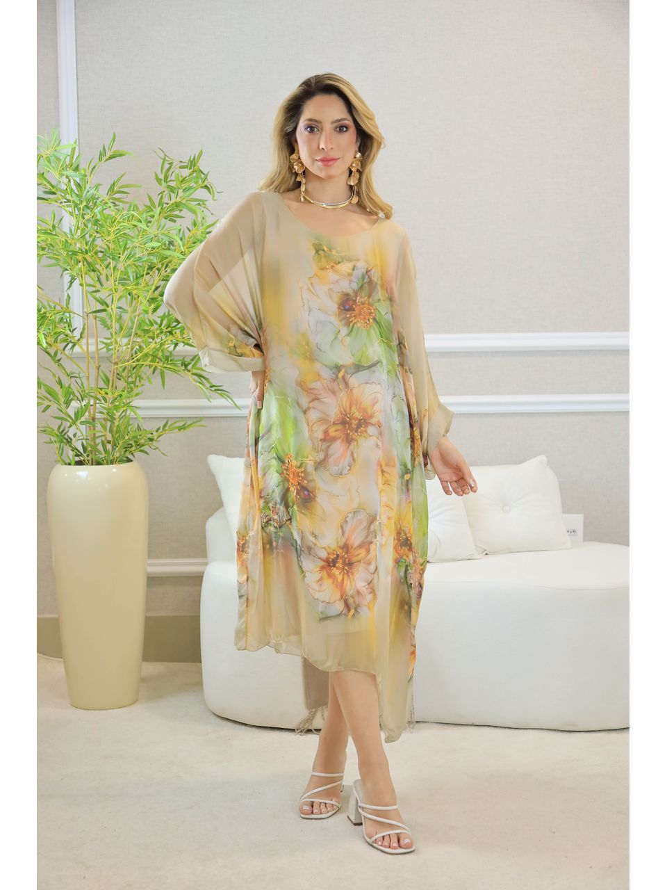 KAFTAN GIOVANA SEDA BEGE