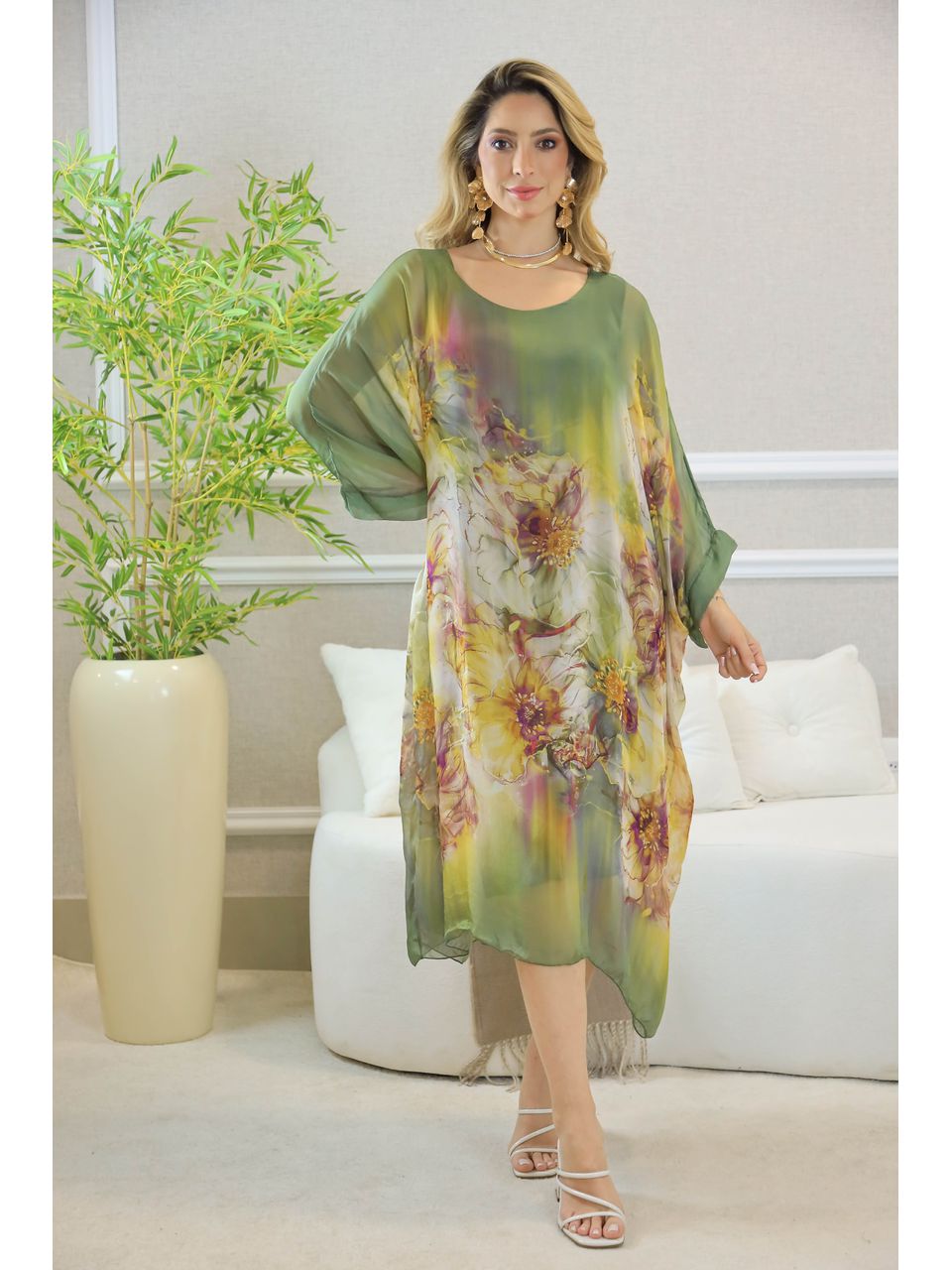 KAFTAN GIOVANA SEDA PISTACHE