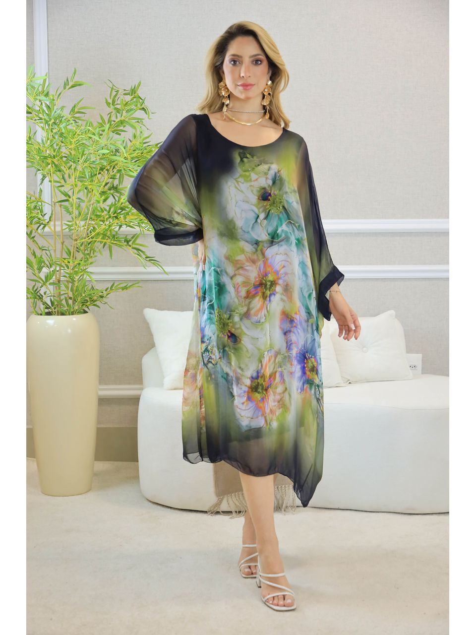 KAFTAN GIOVANA SEDA PRETO