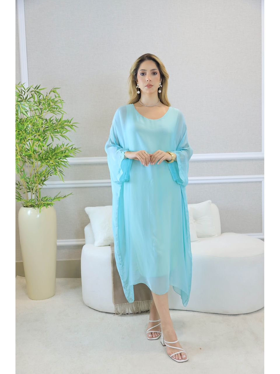 KAFTAN PATRICÍA SEDA VERDE AGUA
