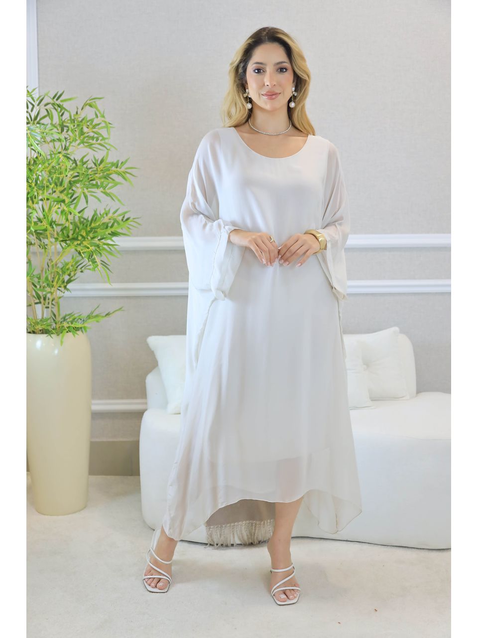 KAFTAN PATRICÍA SEDA BEGE