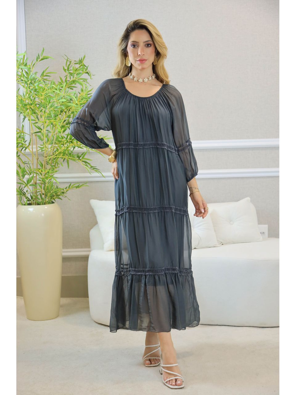 VESTIDO HANNA SEDA CHUMBO