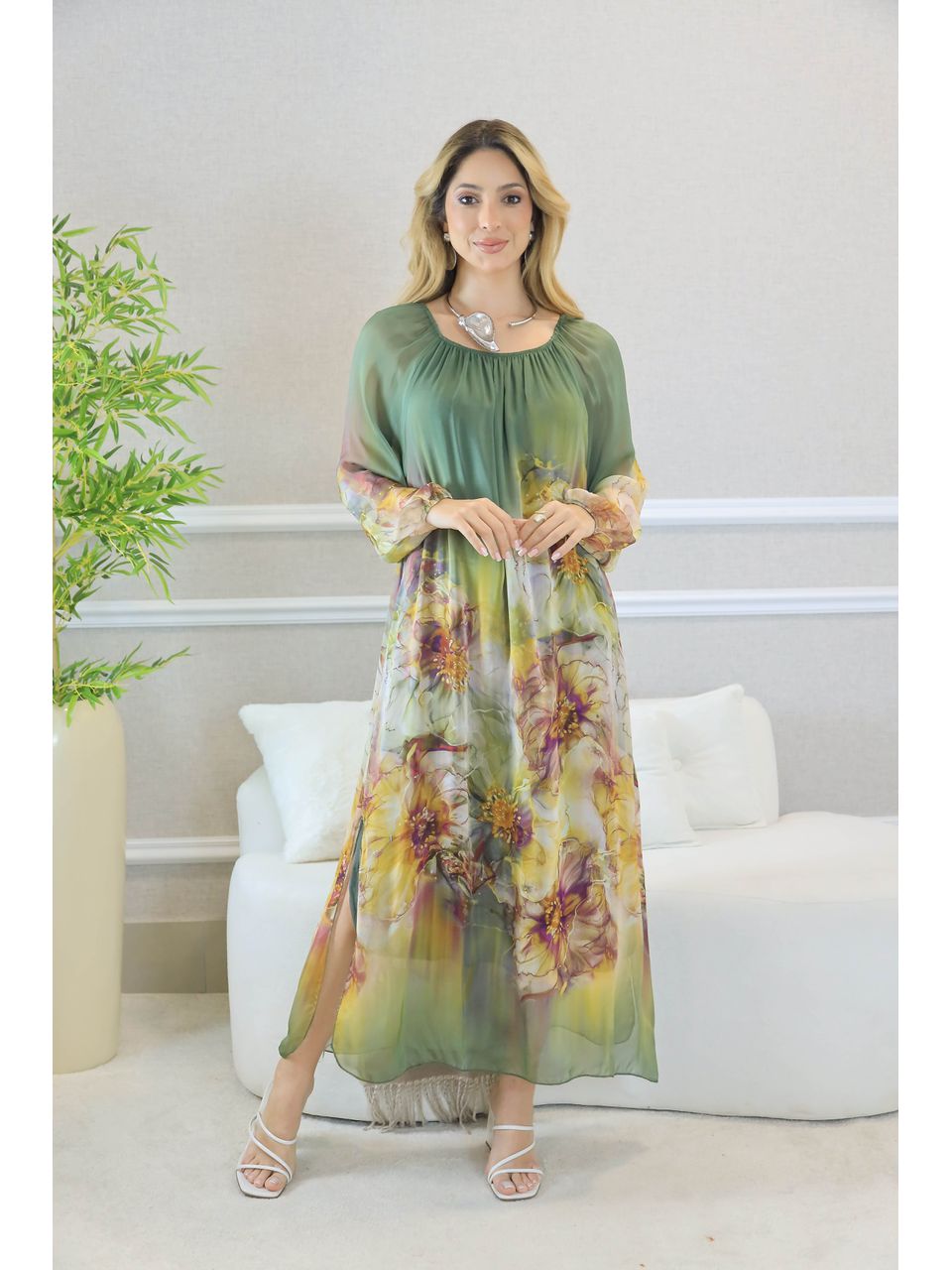 VESTIDO ELOÁ SEDA PISTACHE