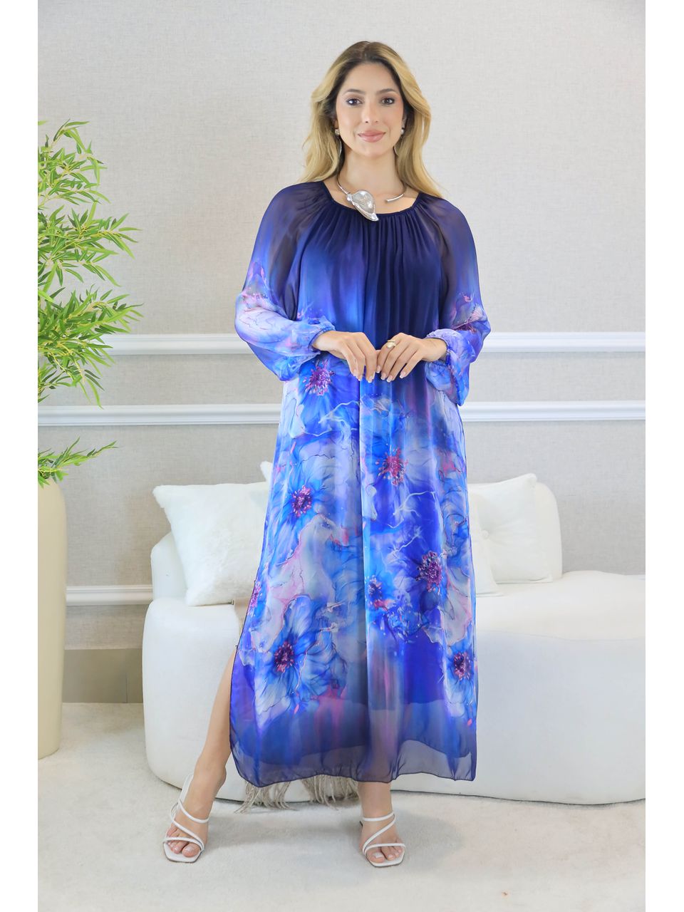 VESTIDO ELOÁ SEDA MARINHO