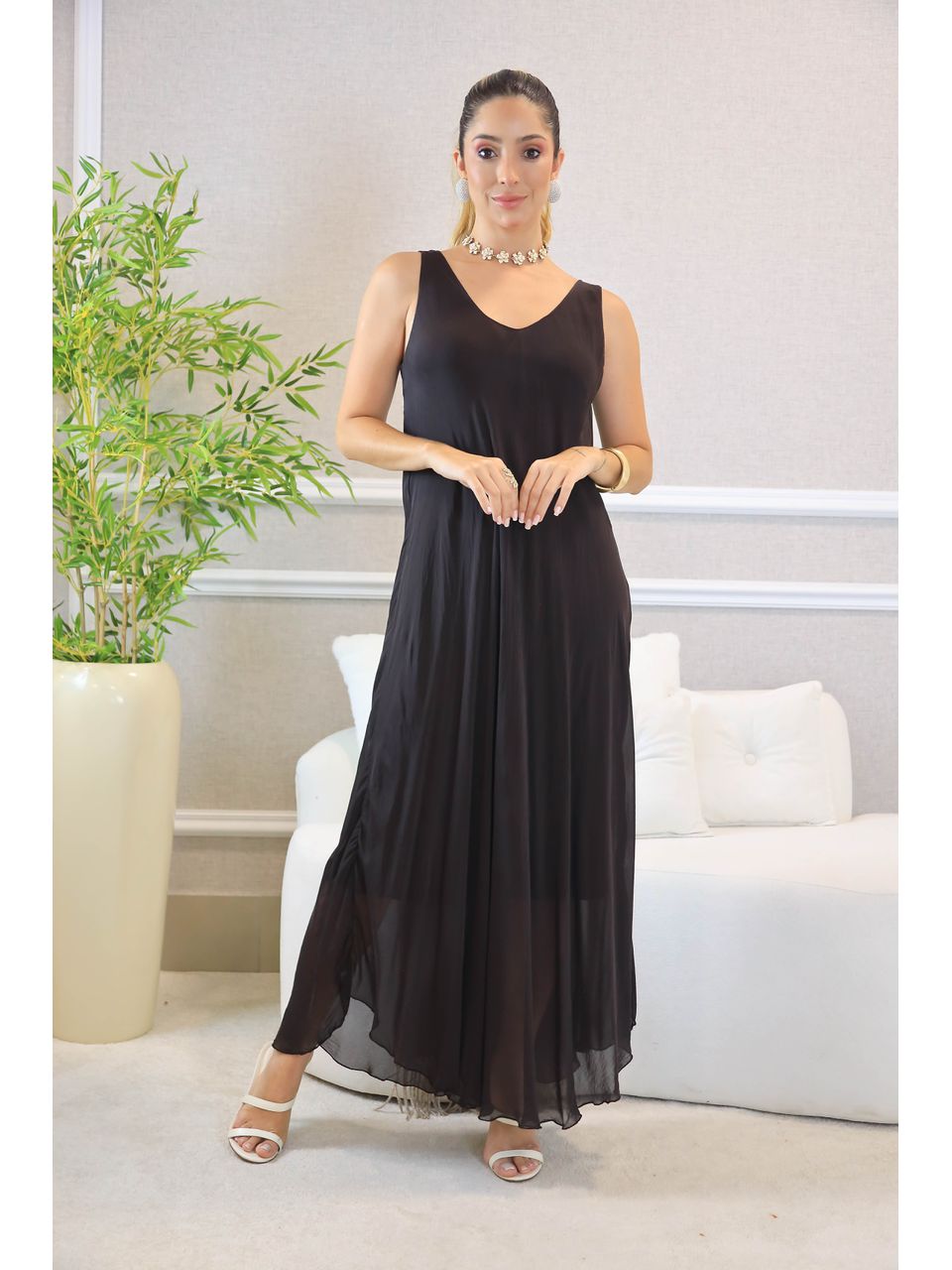 VESTIDO ROSANGELA MARROM