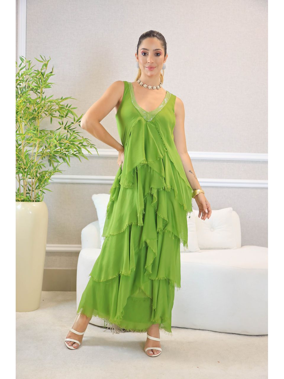 VESTIDO JULIETE PISTACHE