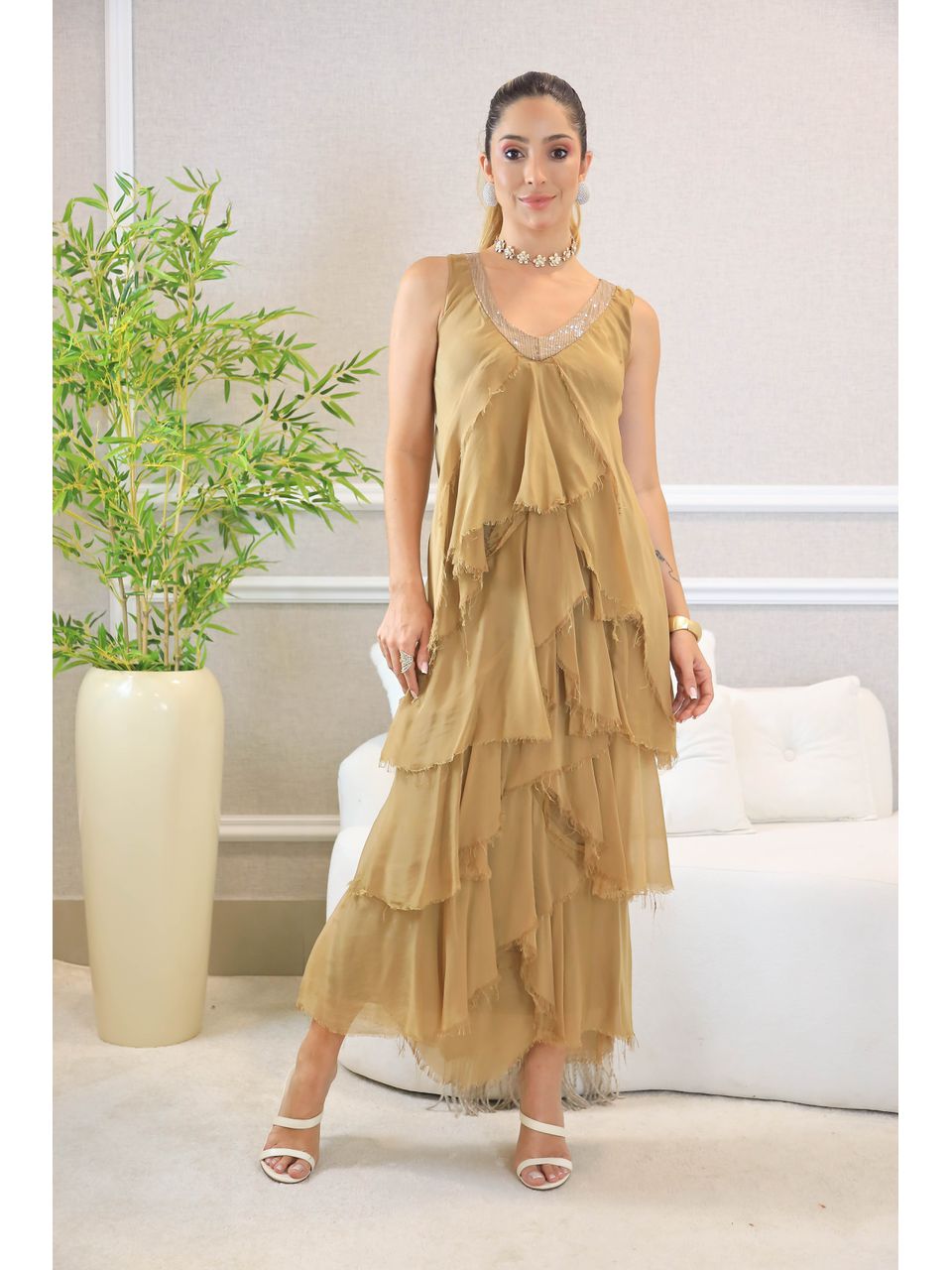 VESTIDO JULIETE CARAMELO