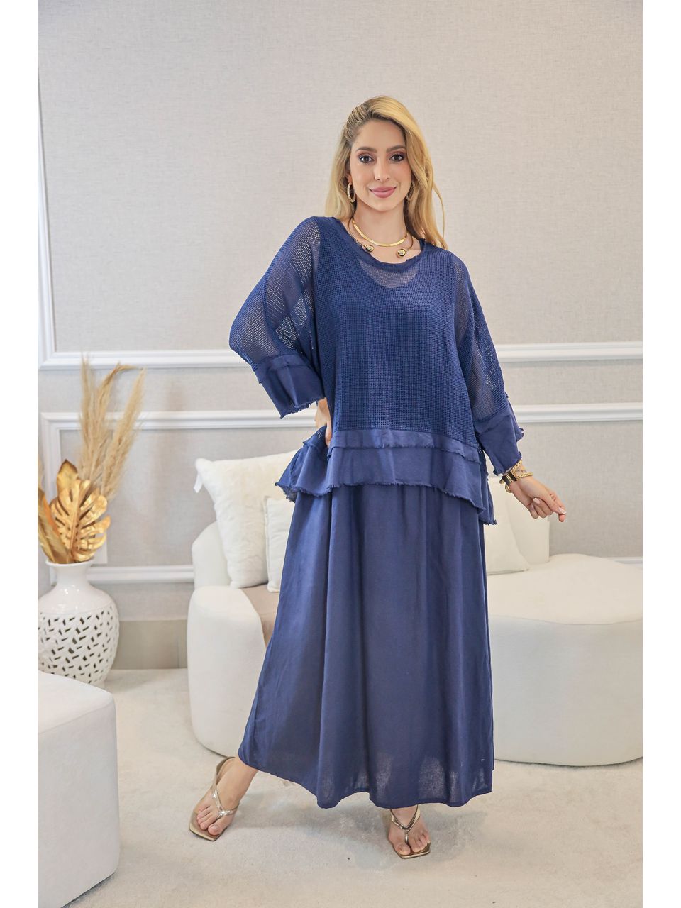 VESTIDO TÁILA AZUL MARINHO