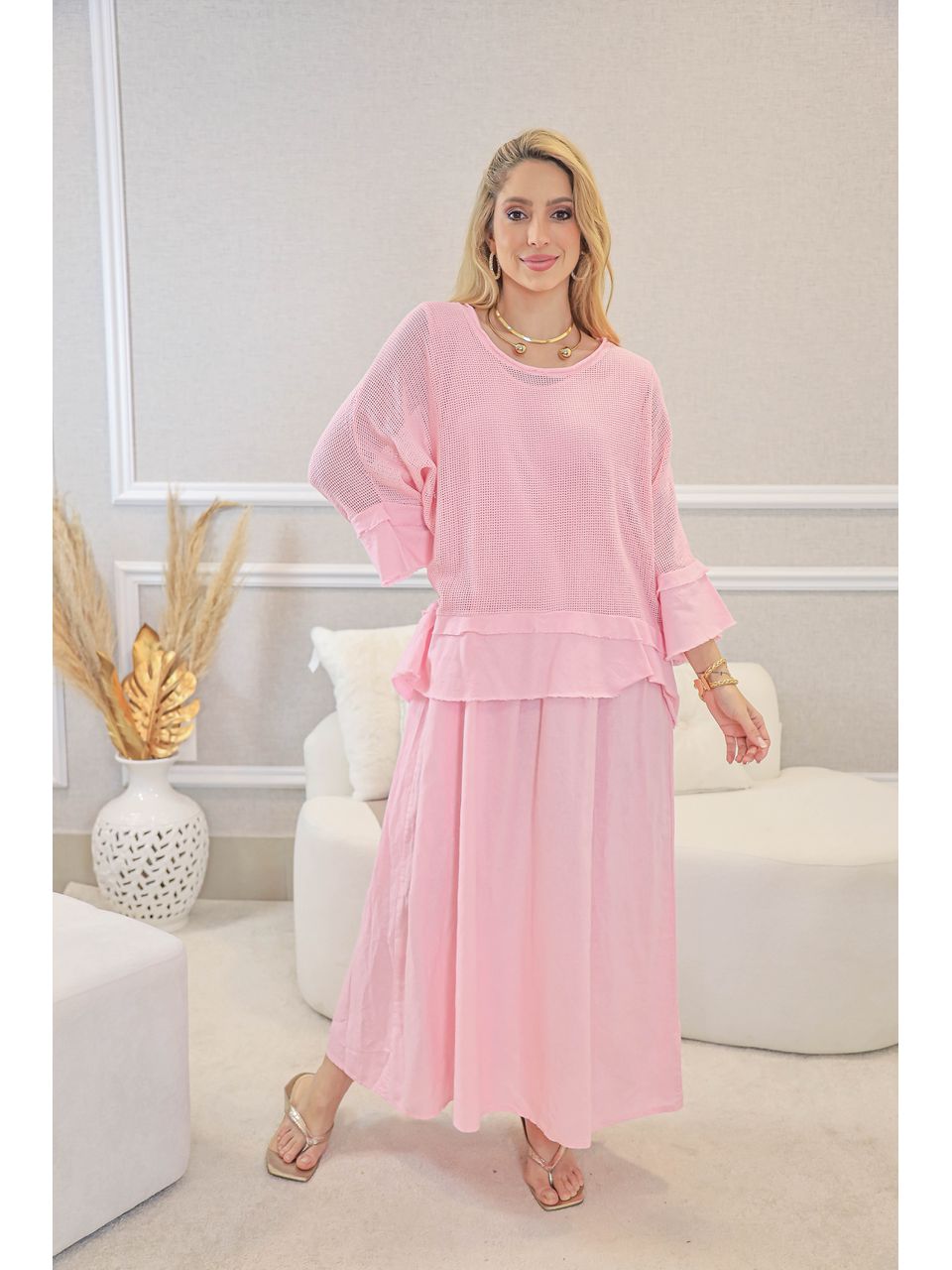 VESTIDO TÁILA ROSA BEBÊ