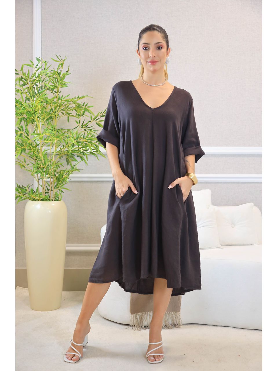 VESTIDO SELENA MARROM