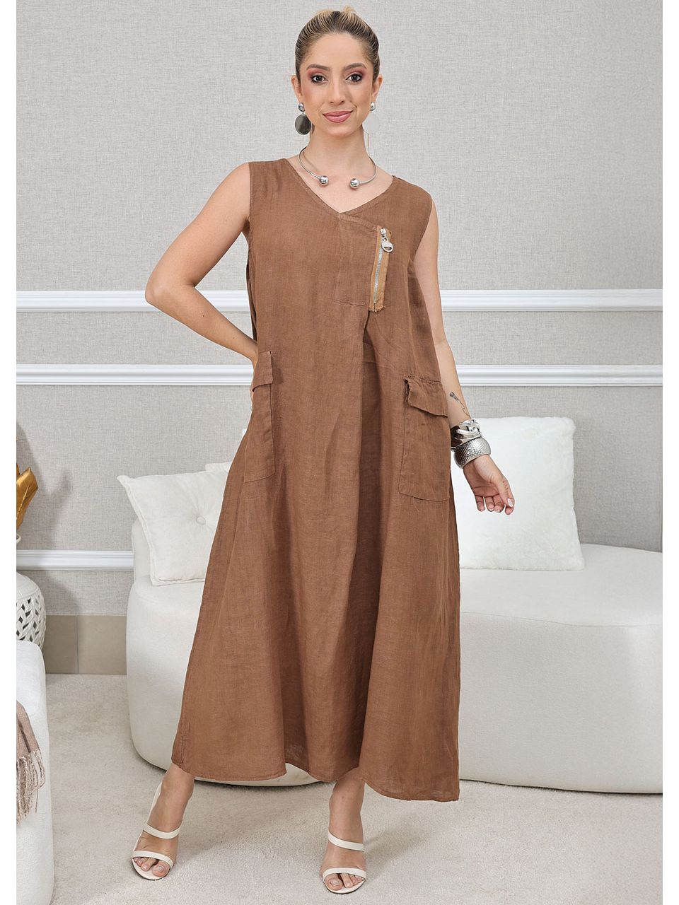 VESTIDO JOSETTE MARROM