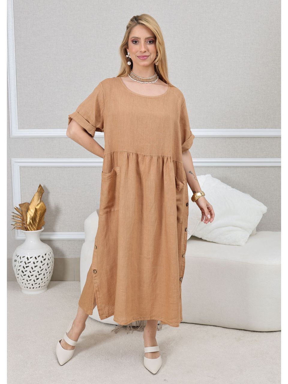 VESTIDO CARMEN CARAMELO