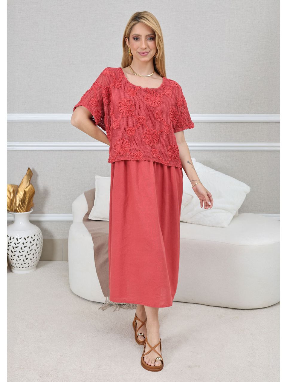 VESTIDO KEMILY TELHA