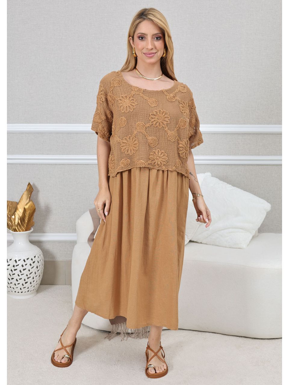 VESTIDO KEMILY CARAMELO