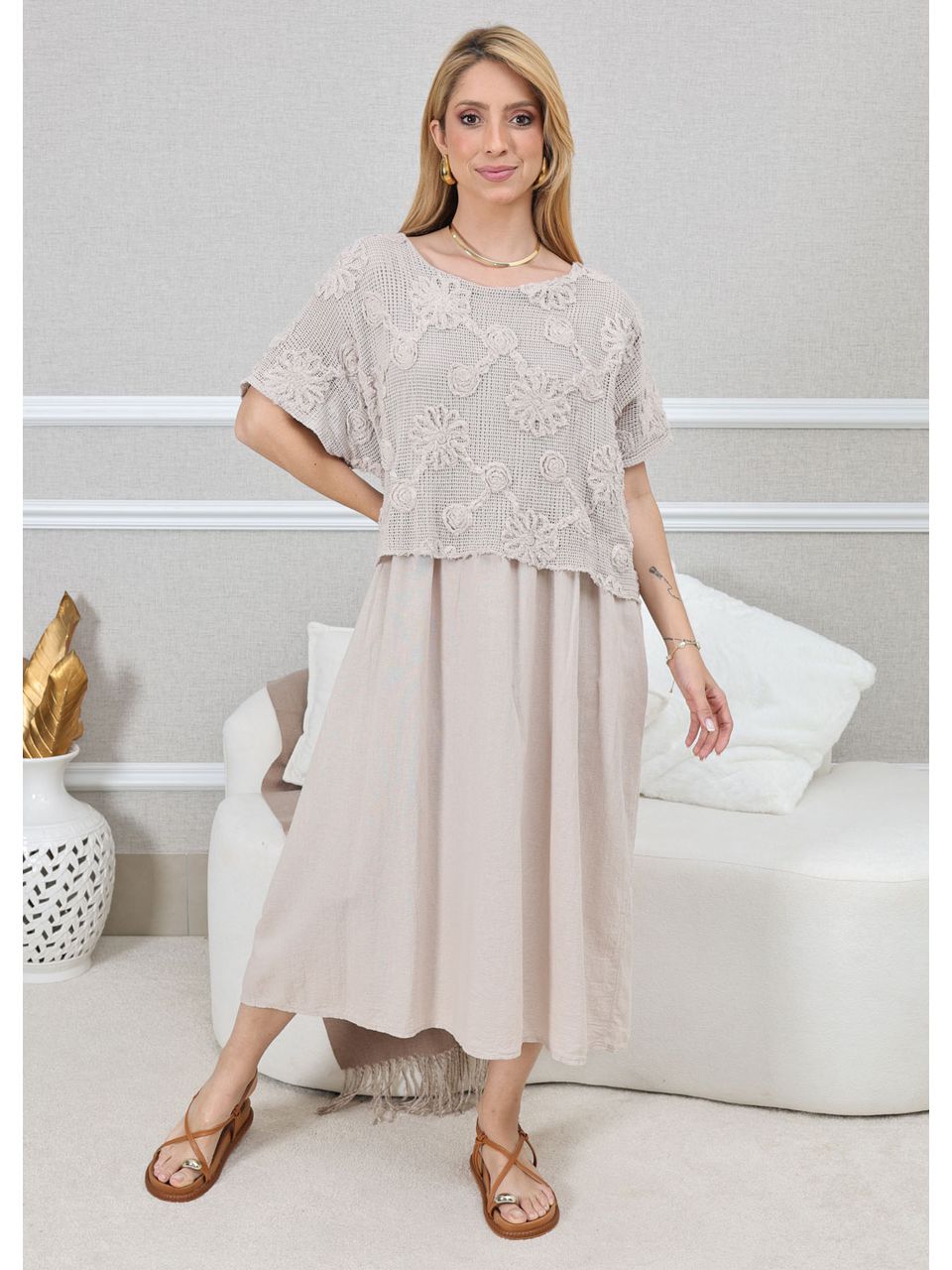 VESTIDO KEMILY BEGE
