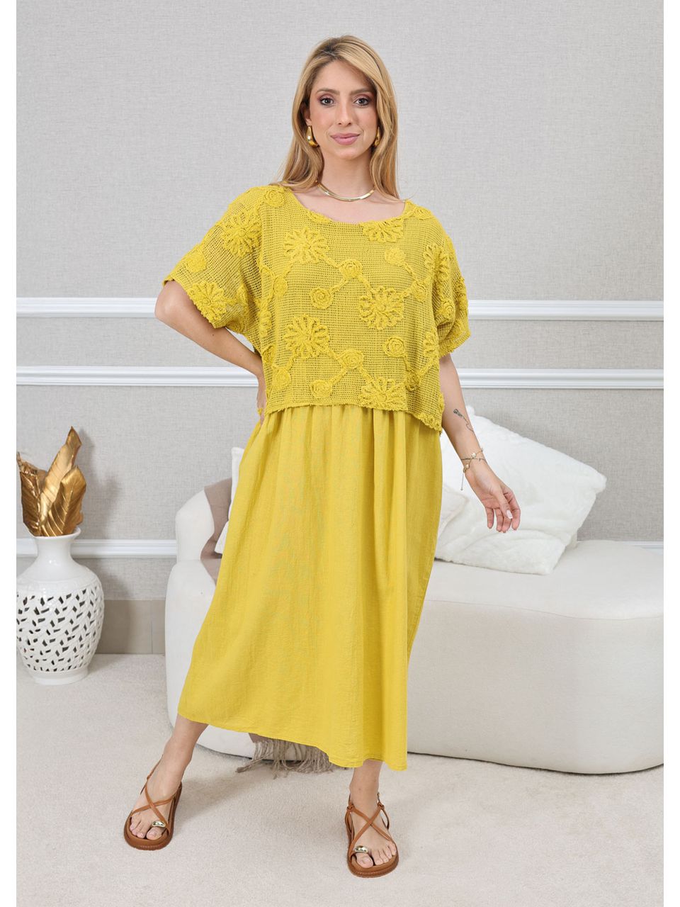 VESTIDO KEMILY MOSTARDA