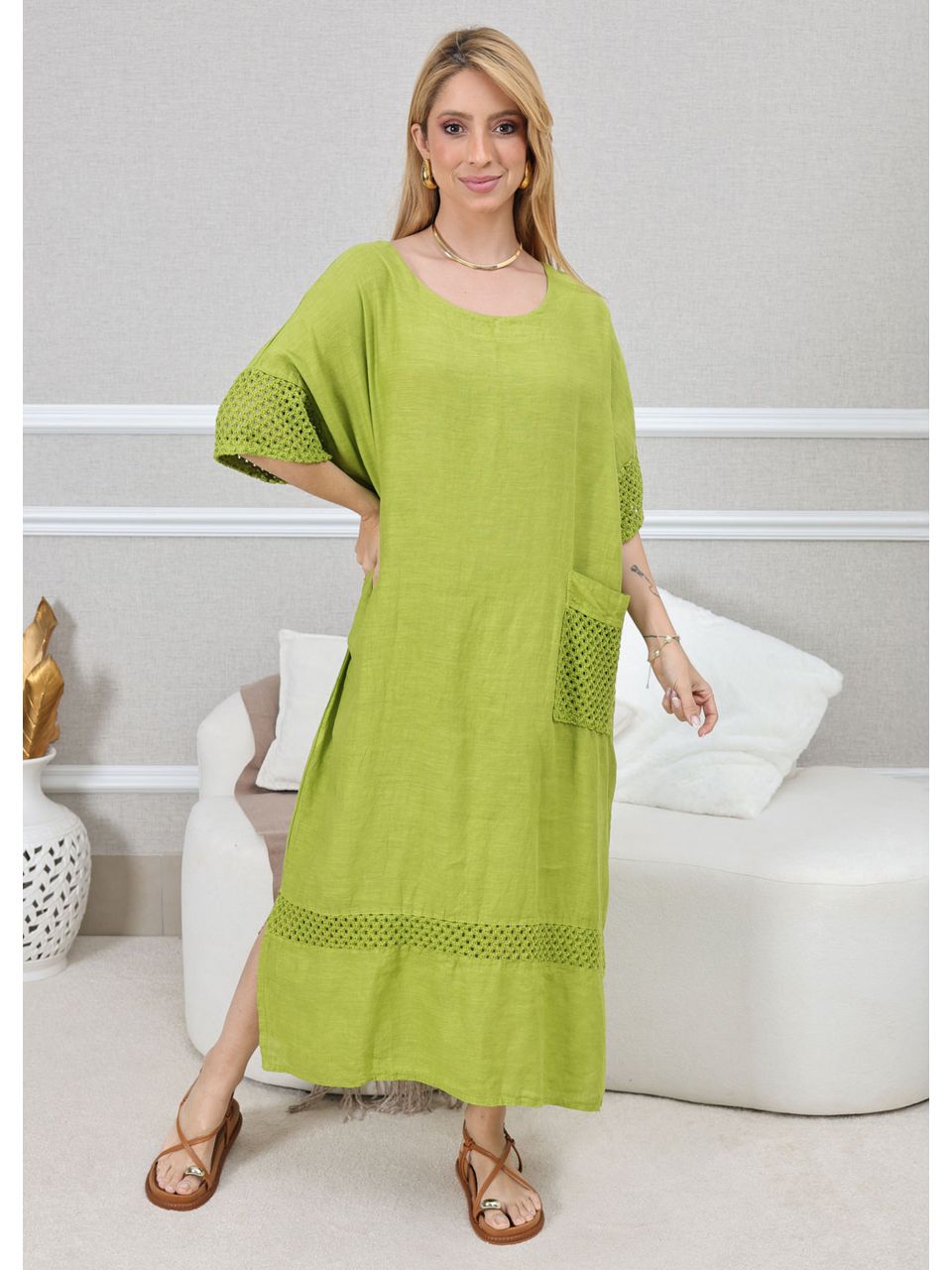 VESTIDO EVELIN PISTACHE