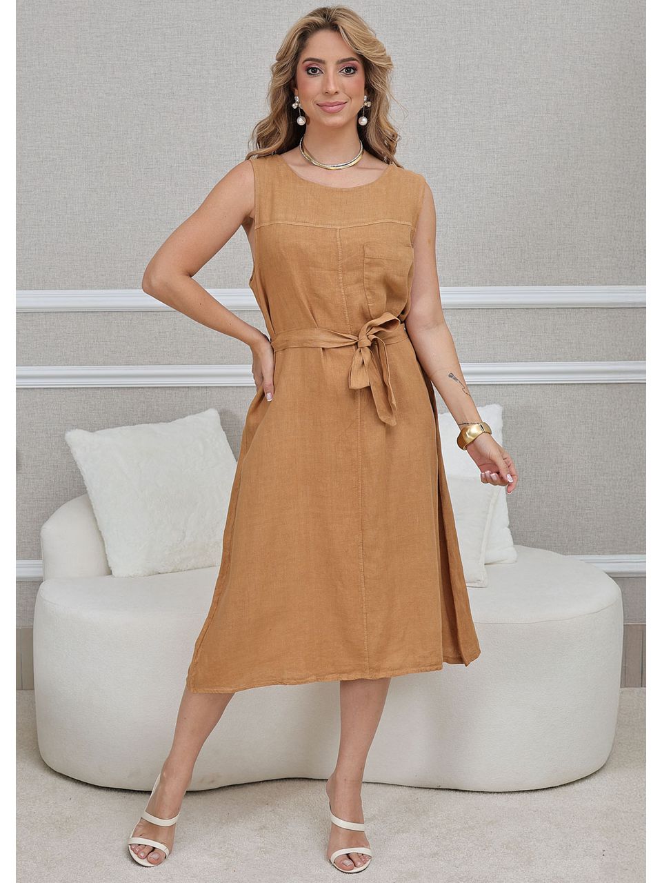 VESTIDO JOSEANE CARAMELO