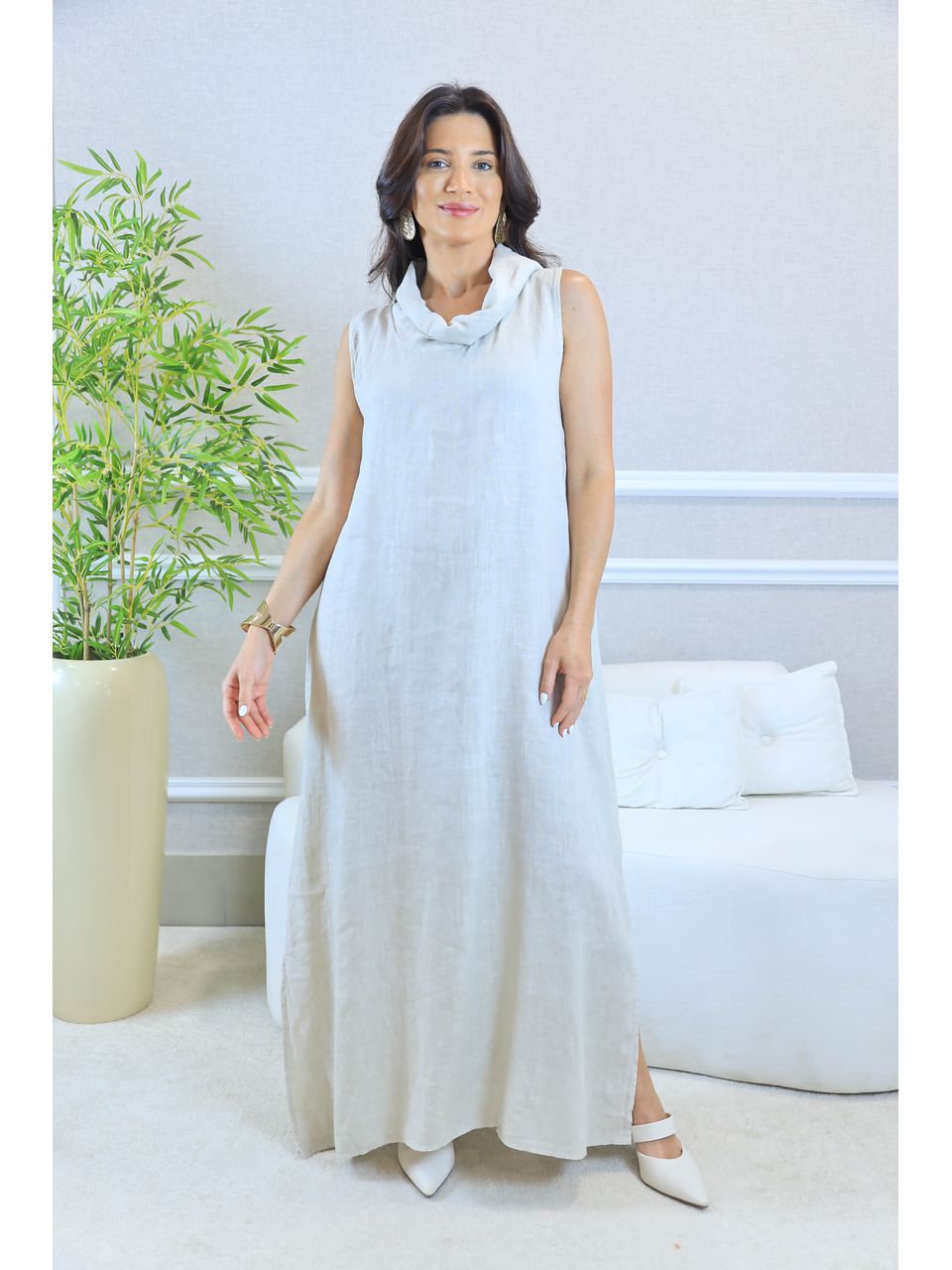 VESTIDO MARJORIE BEGE