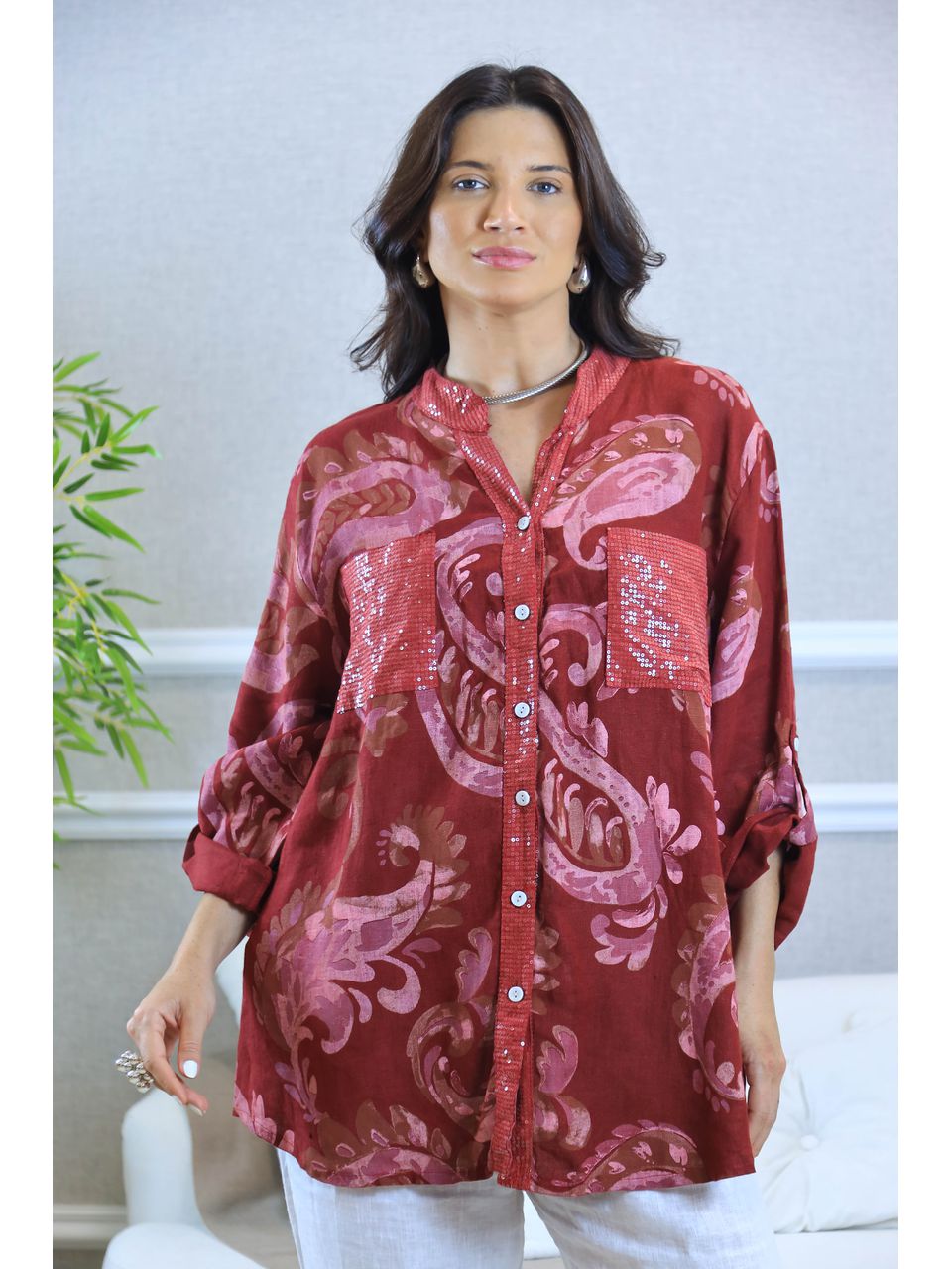 CAMISA ROSANA BORDO