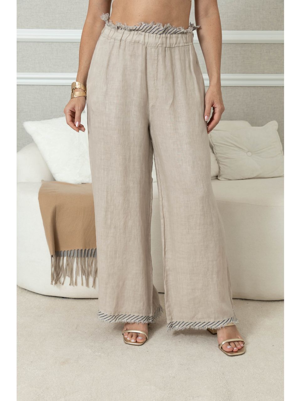 Calça Alma Linho BEGE ESCURO