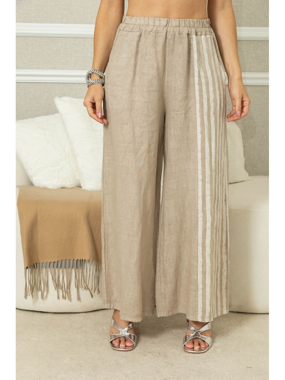 Calça Amalia Linho CJ BEGE ESCURO