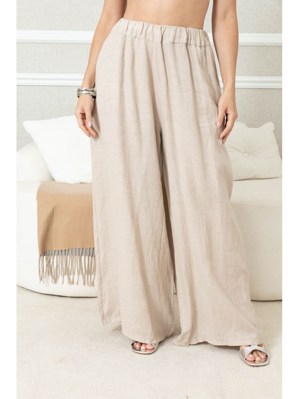 CALÇA ANDRESA LINHO BEGE