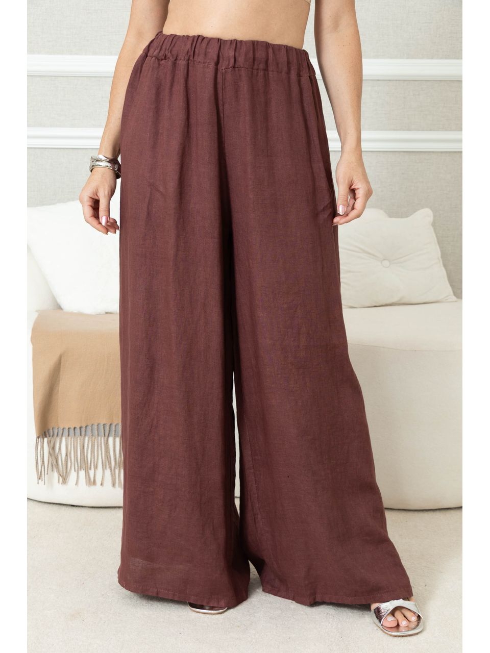 CALÇA ANDRESA LINHO BORDO