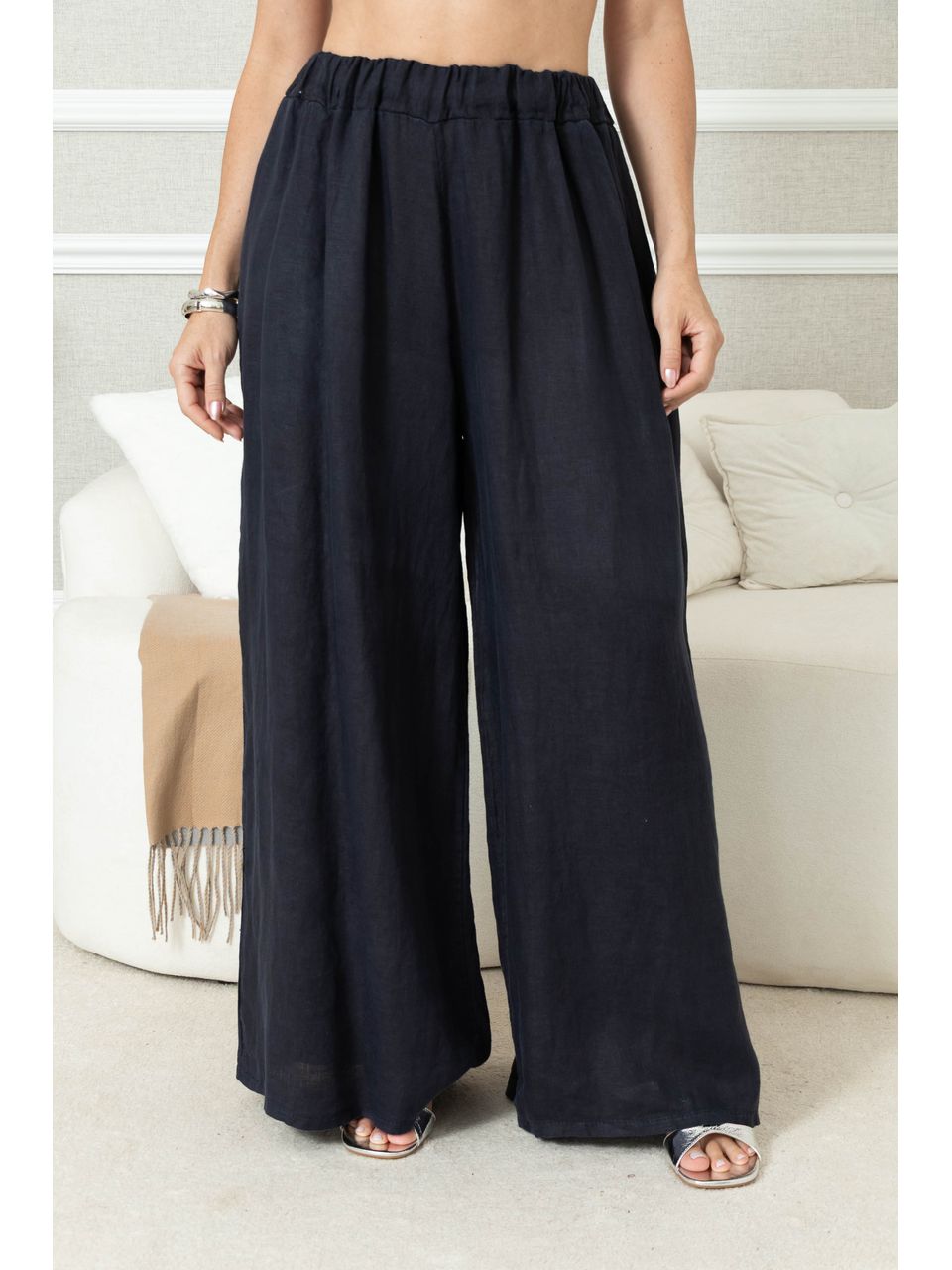 CALÇA ANDRESA LINHO MARINHO