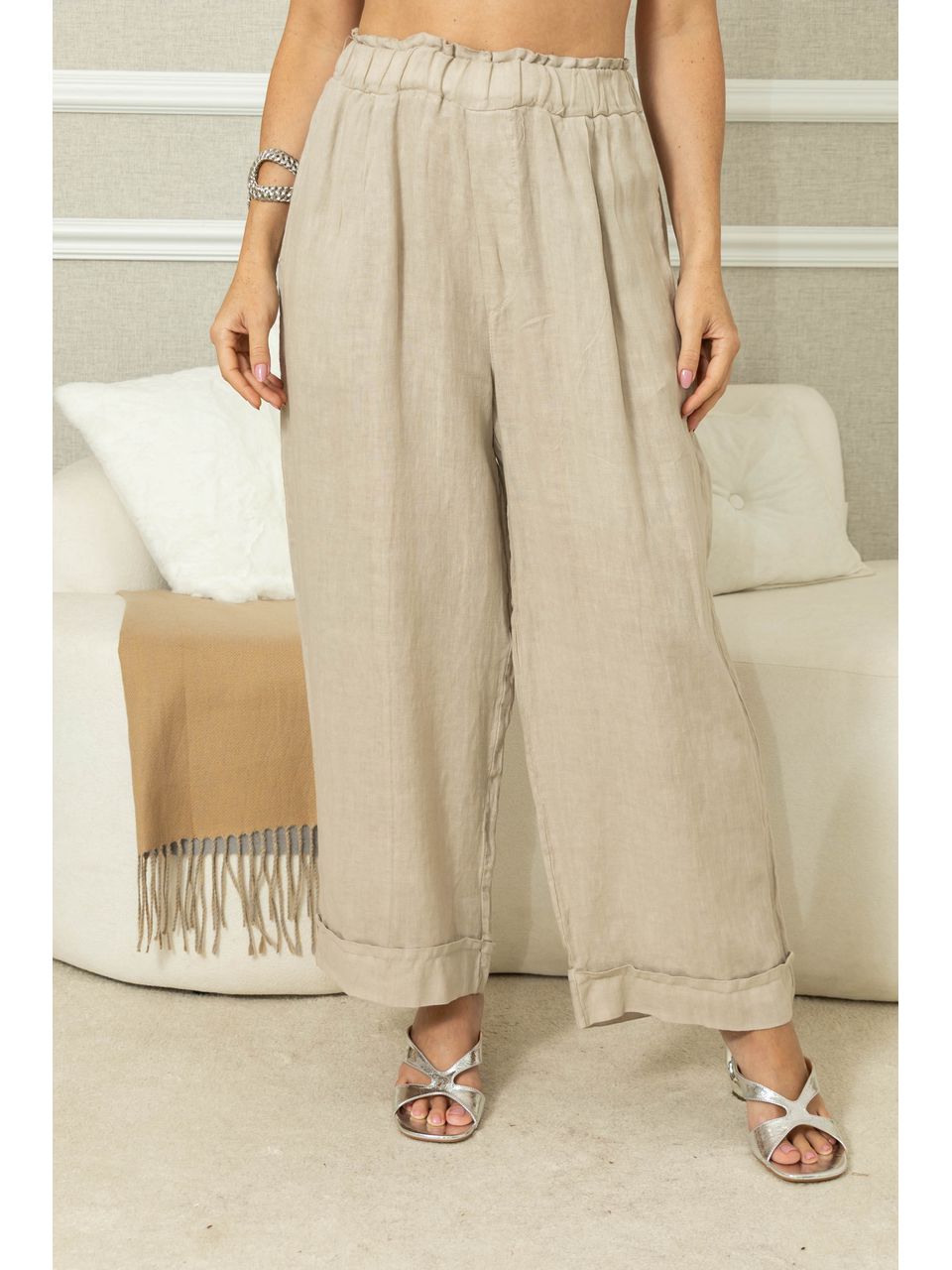 CALÇA JHENIFER BEGE ESCURO