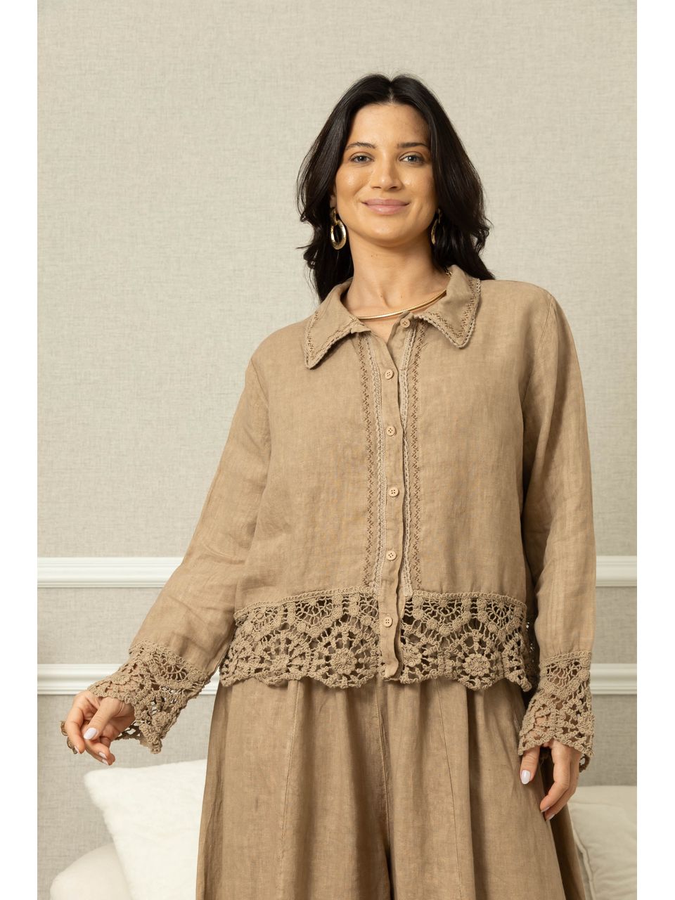 CAMISA LINA CJ CARAMELO