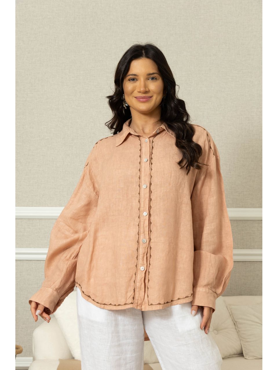 CAMISA LINDA LUZ PESSEGO 