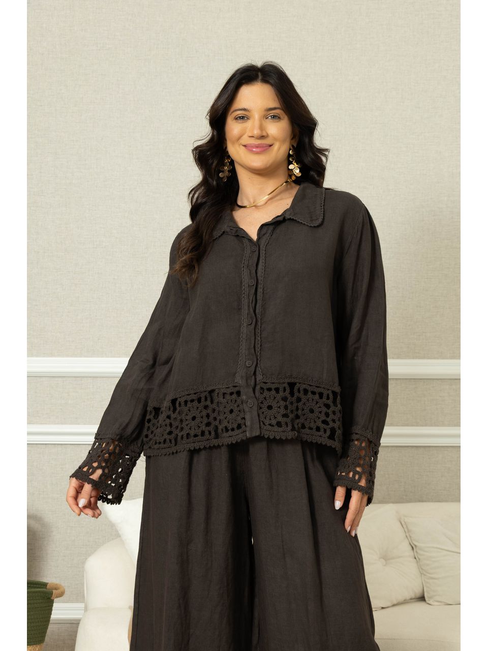 CAMISA LÓTUS CJ CHOCOLATE