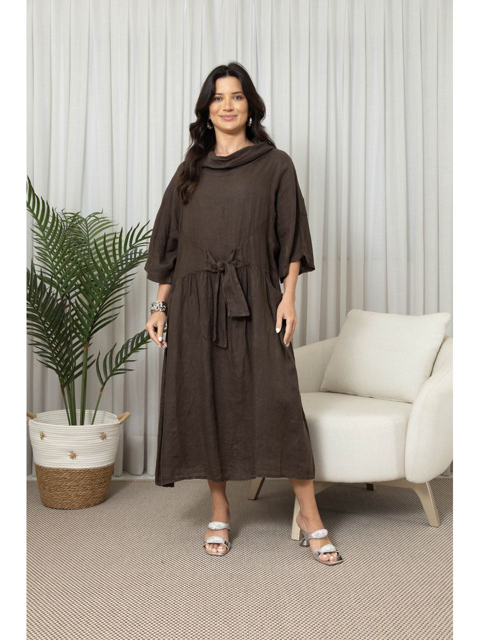 VESTIDO MIRELA MARROM