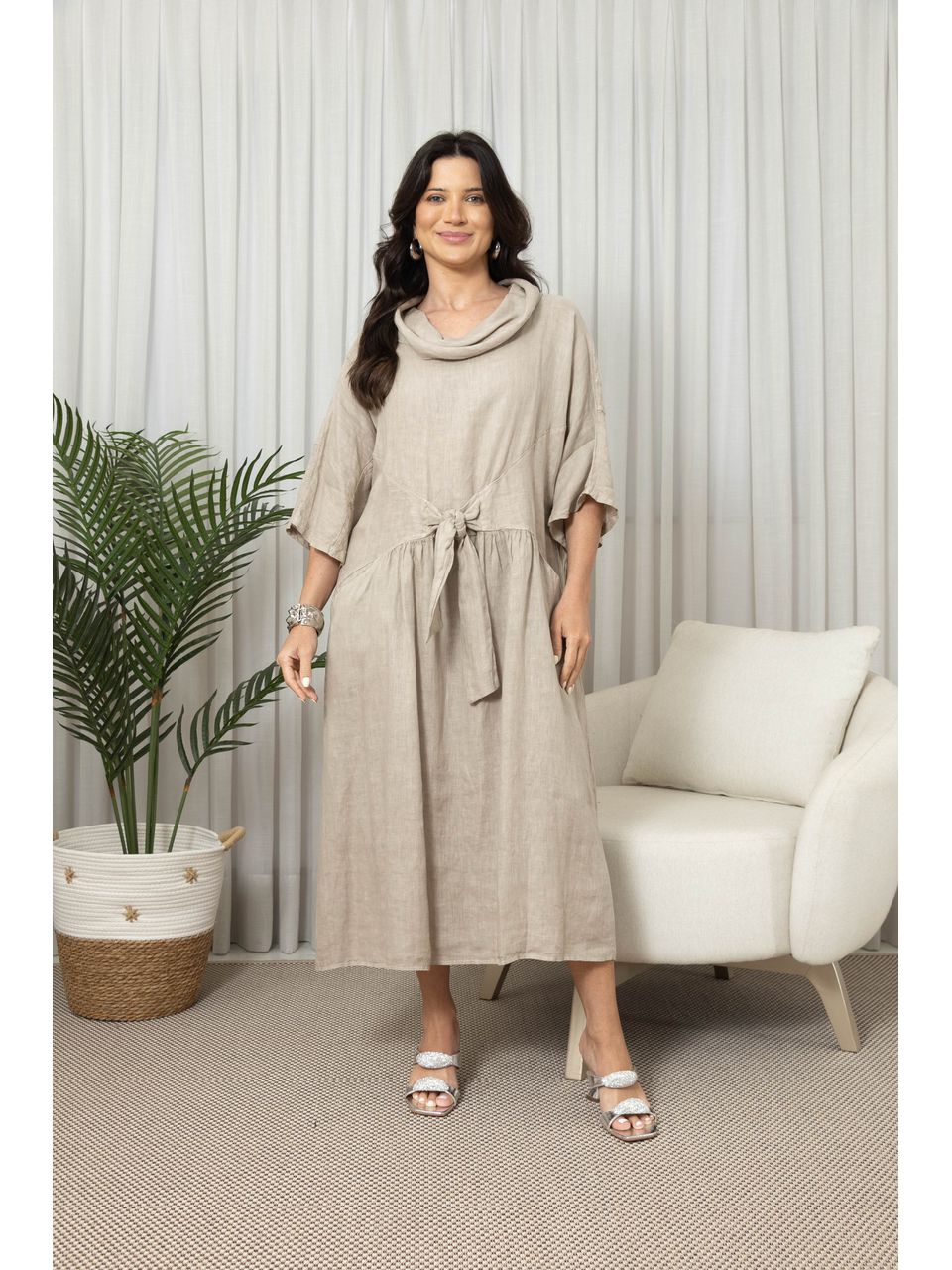 VESTIDO MIRELA BEGE ESCURO