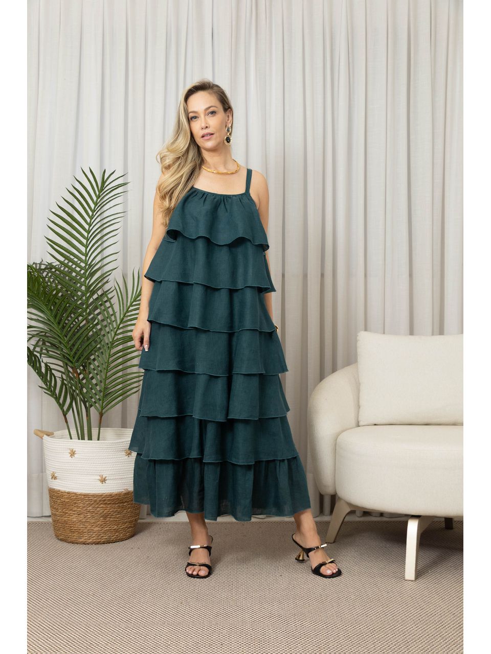 VESTIDO ROMA VERDE PETROLIO