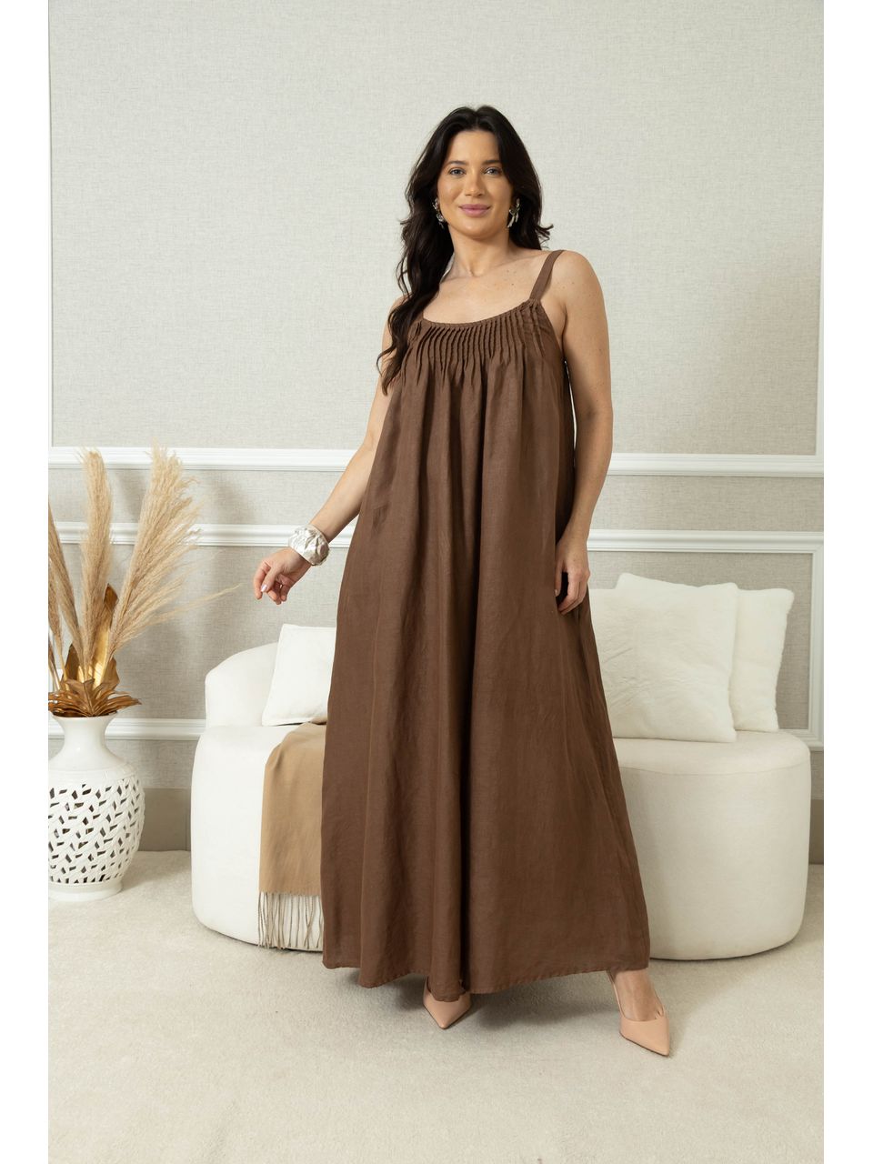 VESTIDO LUZIA MARROM