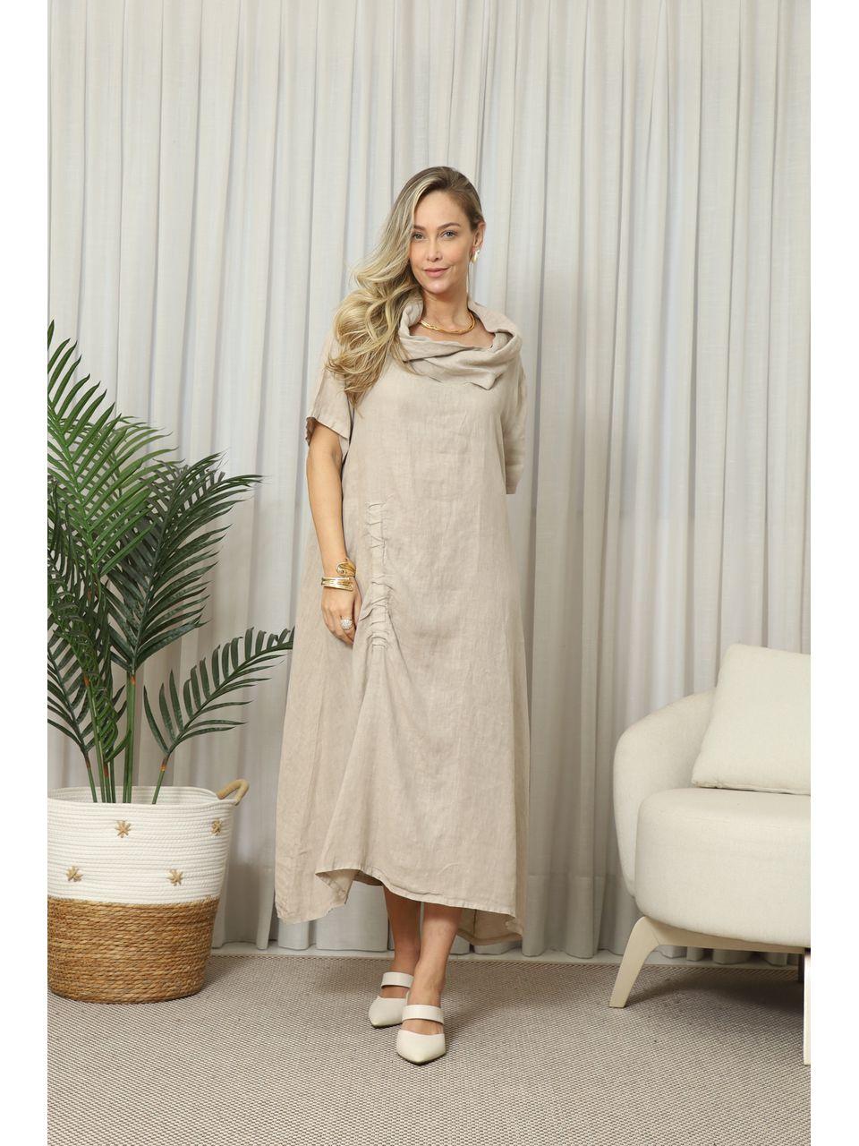 VESTIDO MERCY BEGE ESCURO