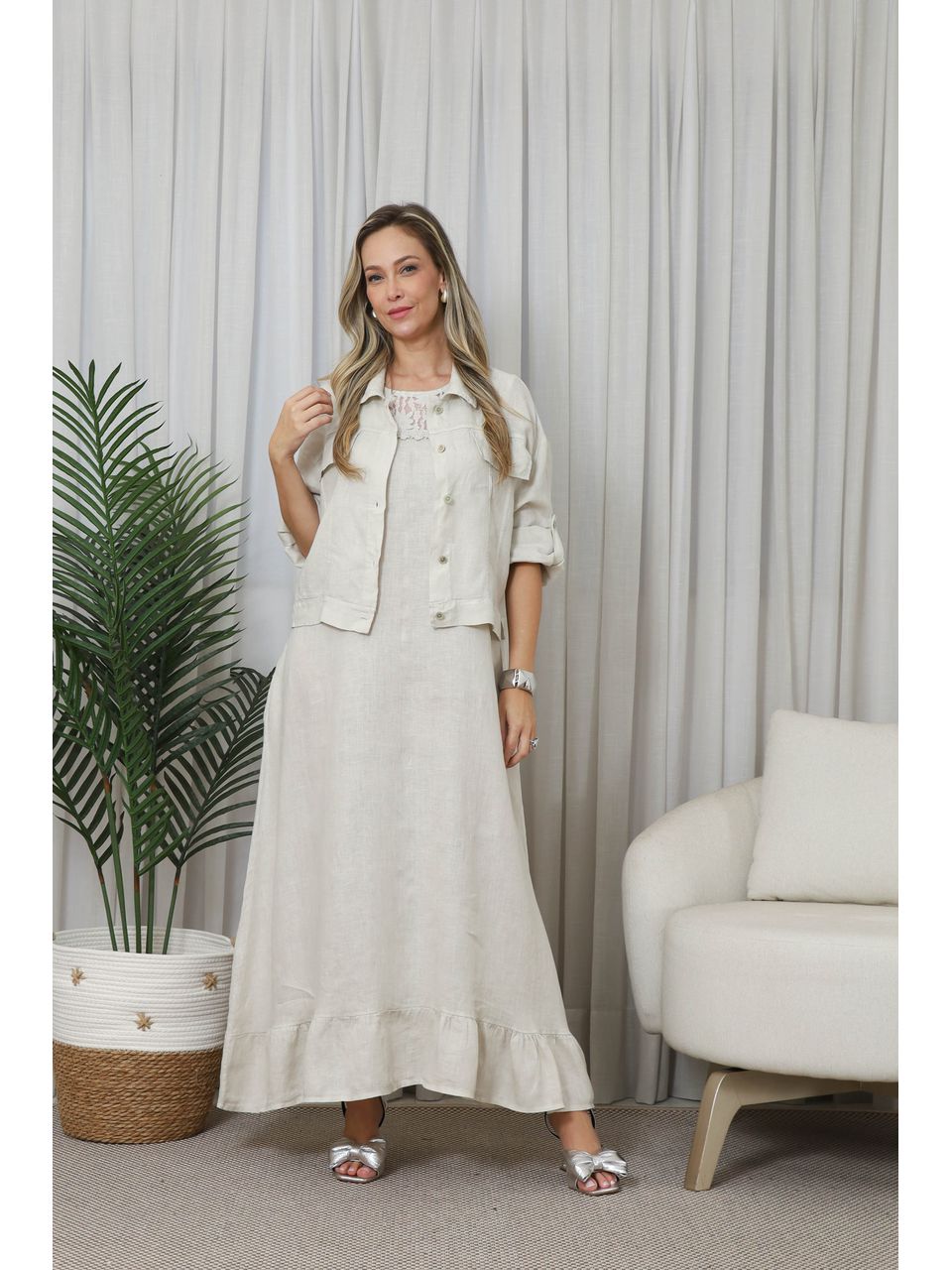 VESTIDO JULIANA CJ BEGE