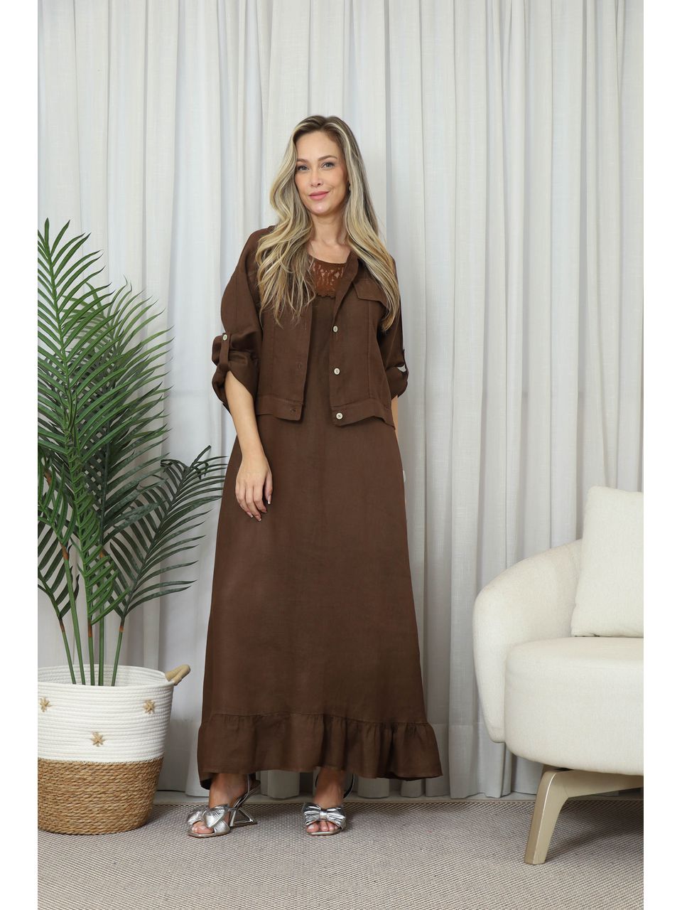 VESTIDO JULIANA CJ MARROM