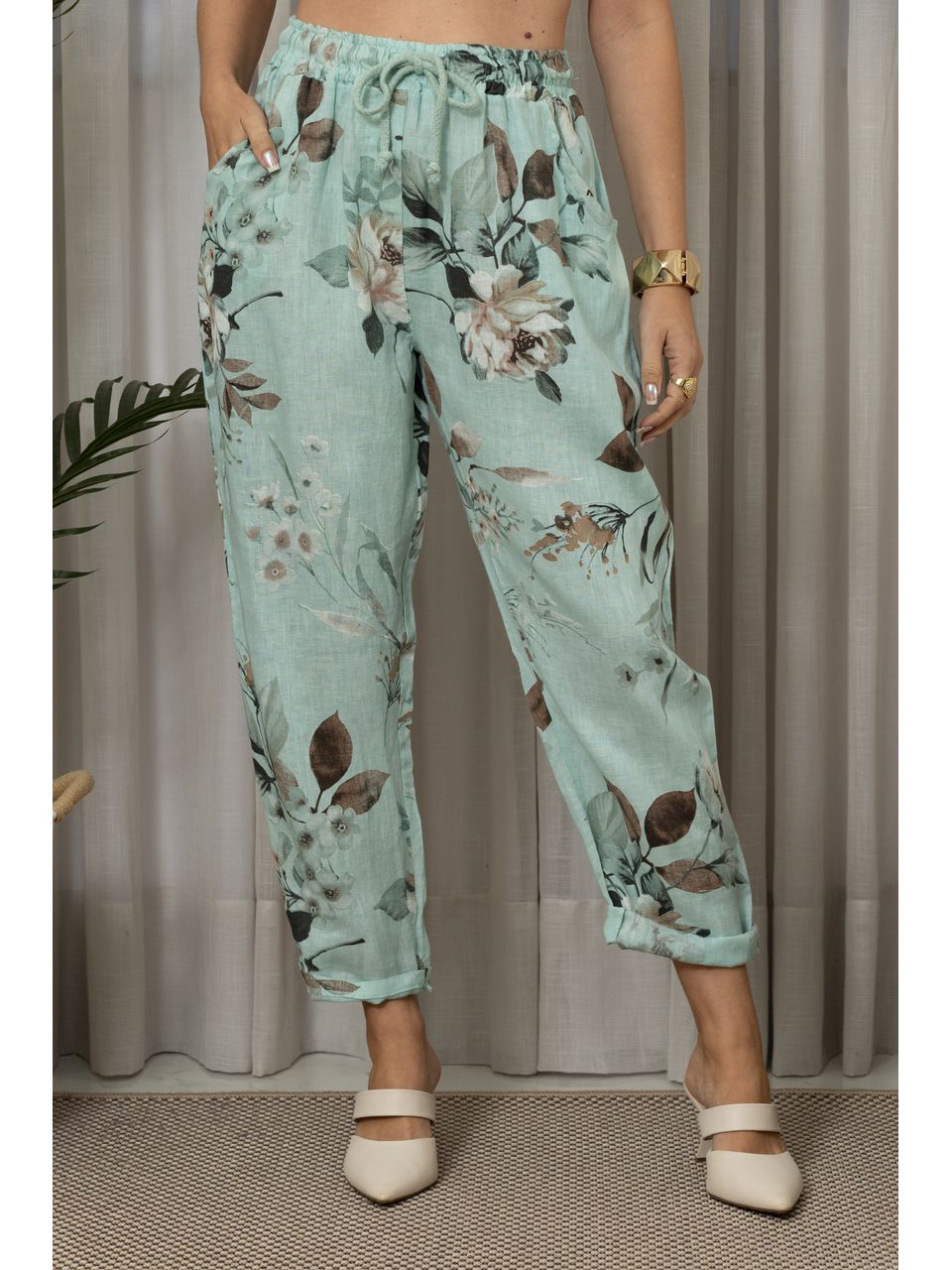 CALÇA ROSALMA VERDE AGUA