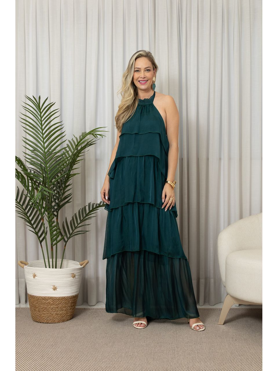 VESTIDO SOFIA VERDE PETROLIO