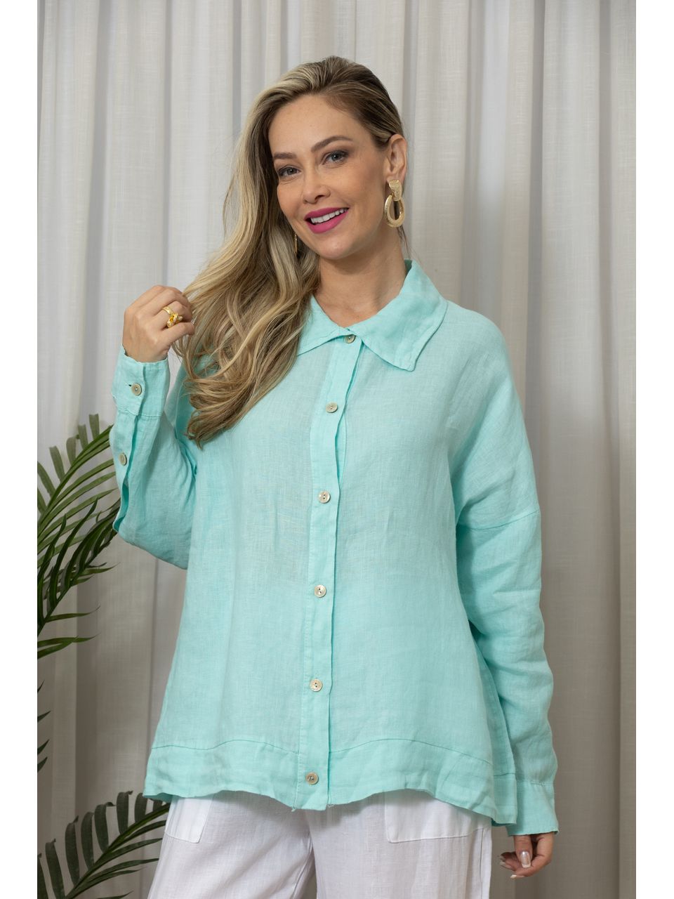 CAMISA MAIA AZUL PISCINA