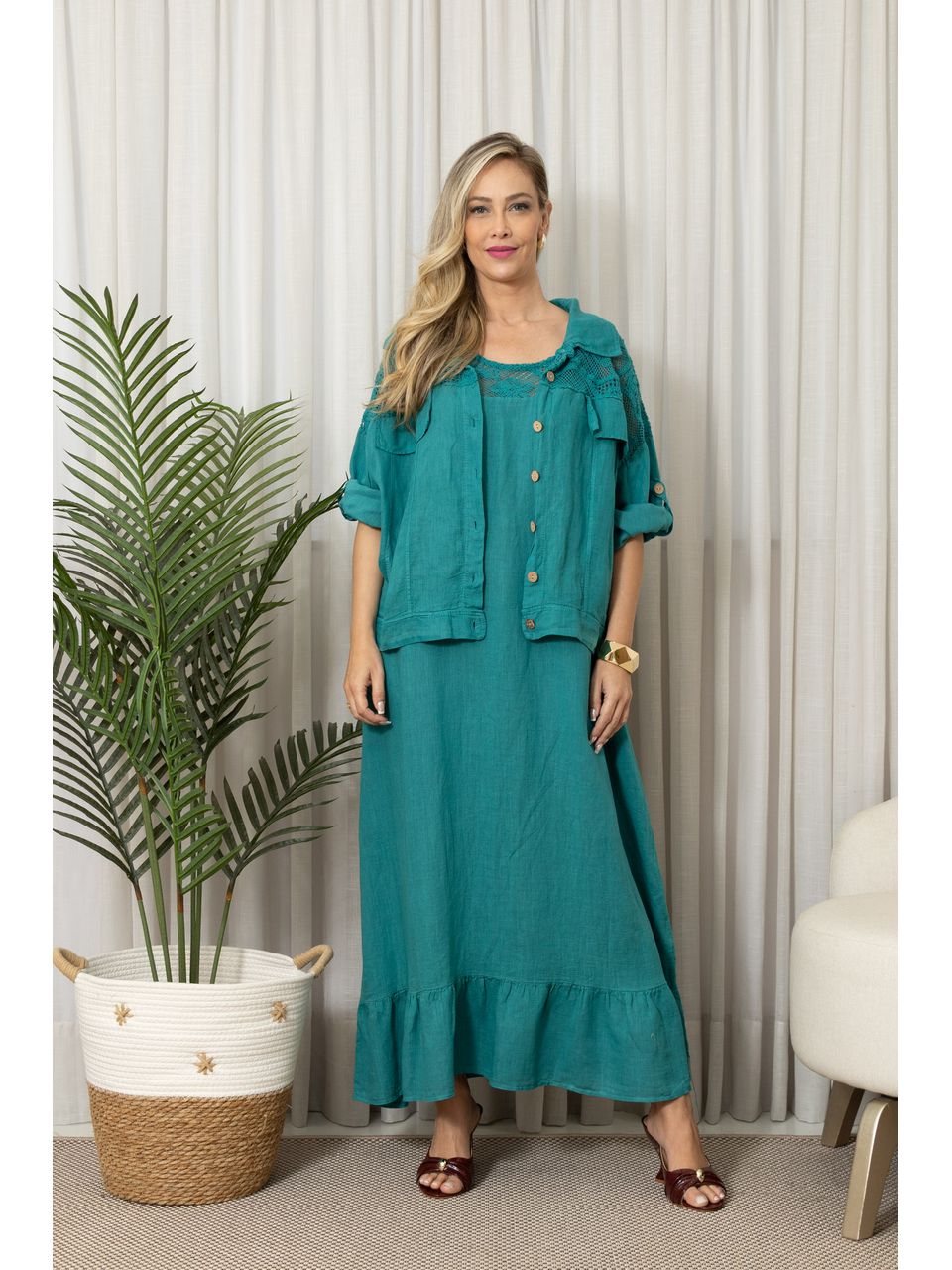 VESTIDO NATALY CJ VERDE PETROLIO