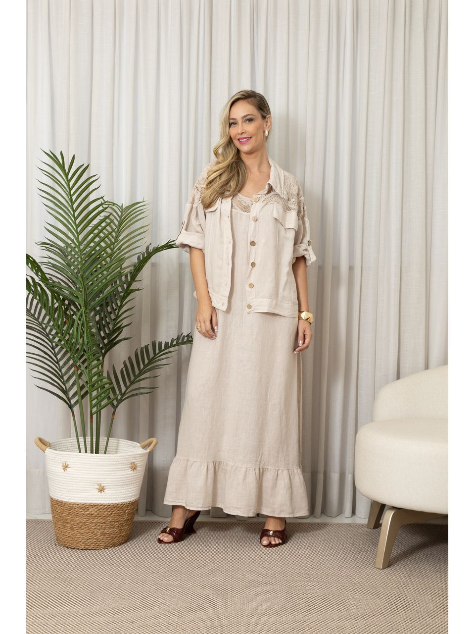 VESTIDO NATALY CJ BEGE