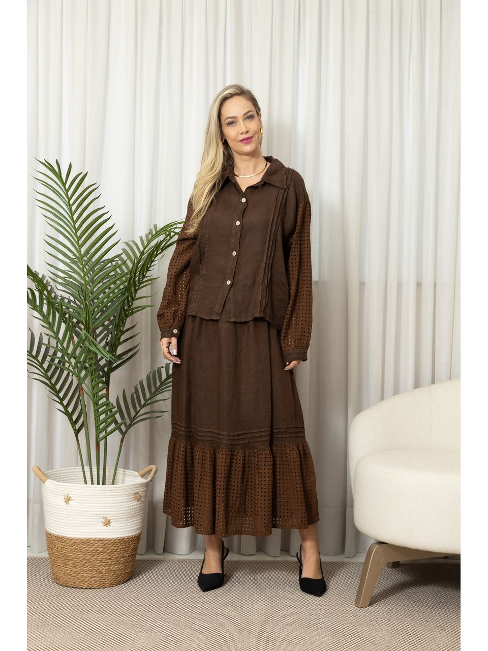 CAMISA TAISA CJ MARROM